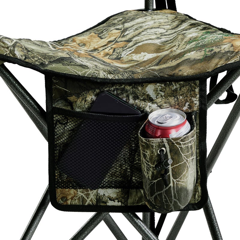 Portal Extra Large Quick Folding Tripod Stool with Backrest Fishing Camping Chair with Carry Strap (Camo) - Image 2
